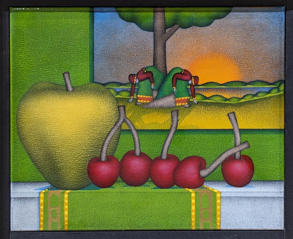 Green Apples with Cherries