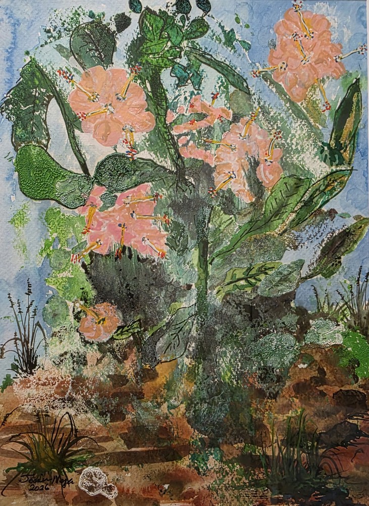 Green Plant Pink Flowers