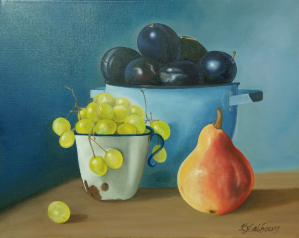 Pear with Grapes and Plums