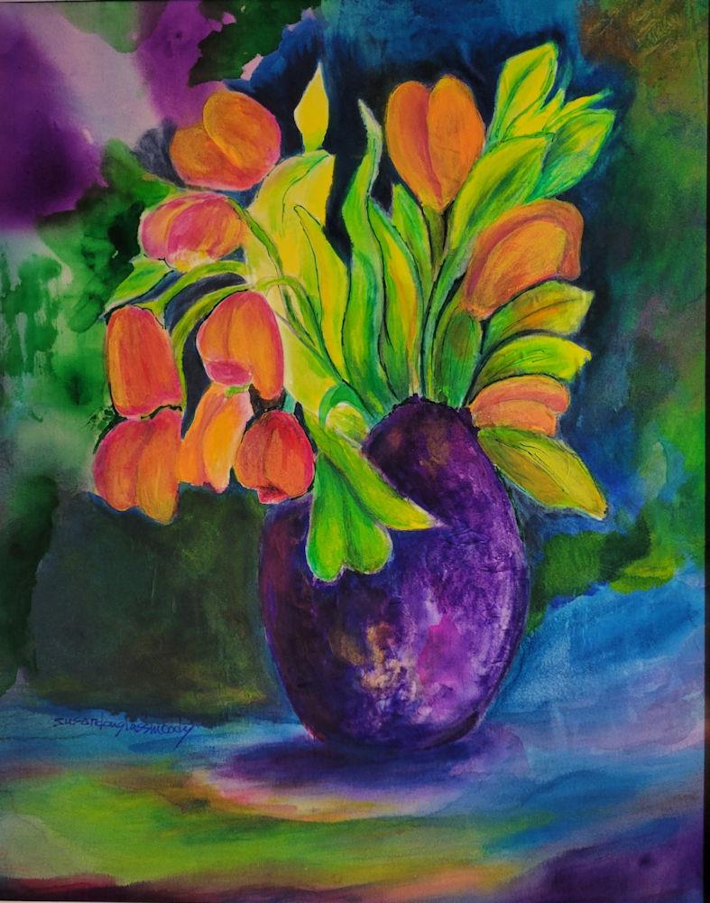 Purple Vase with Tulips
